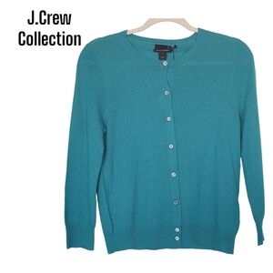 J. Crew Collection Sz M Scoop Neck Button Down Italian Cashmere Cardigan Sweater
